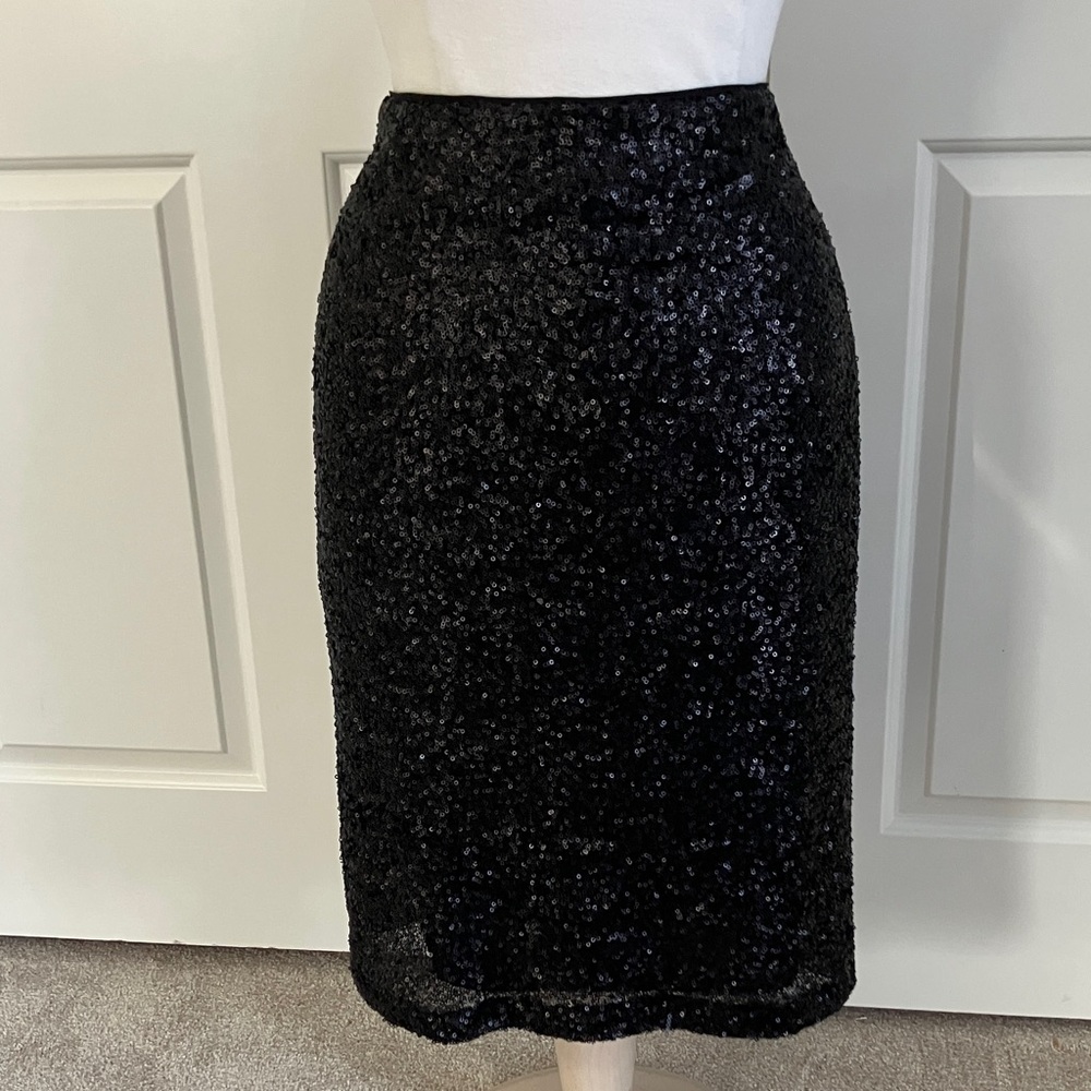 Ann Taylor Black Sequin Pencil Skirt